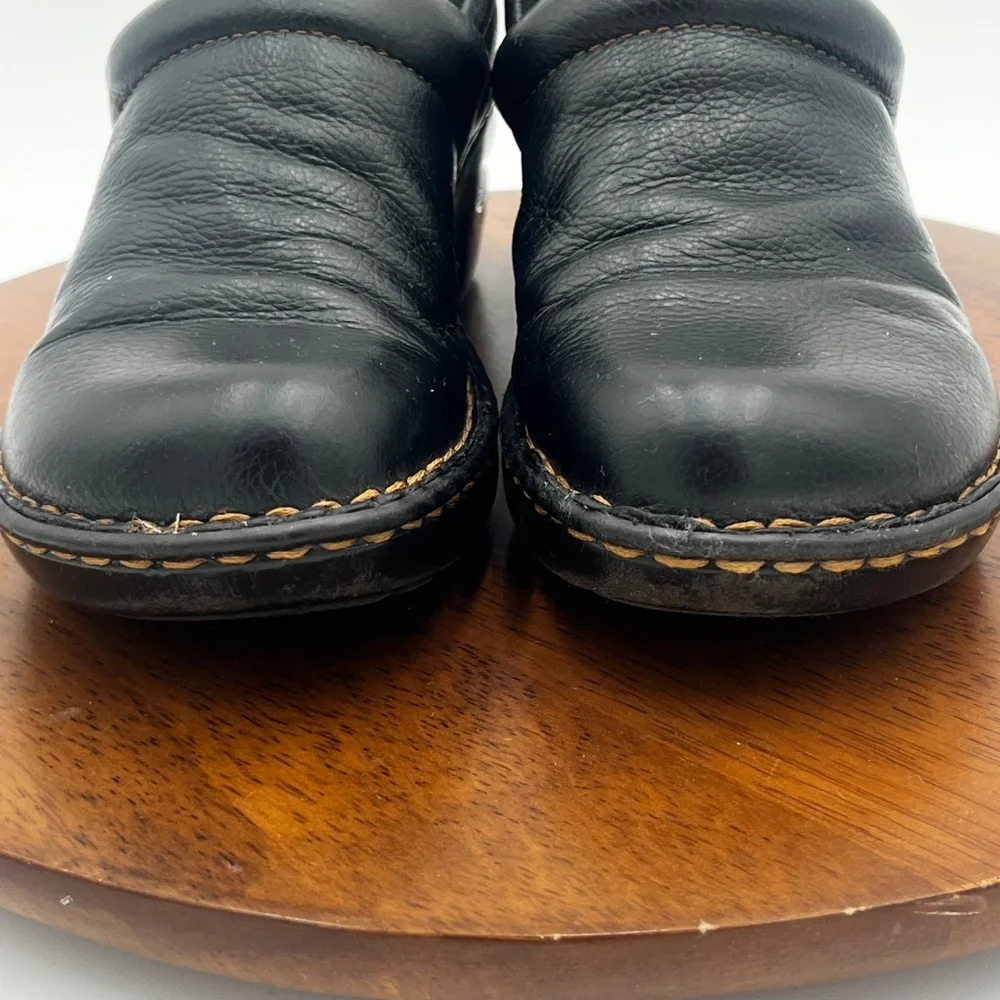 Born Concept Black Leather Slip-On Casual Loafer Clog Block Heel Women’s Sz 8M/W - Picture 6 of 10